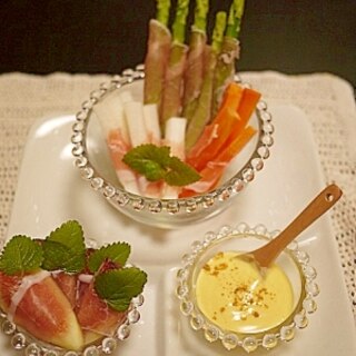 スティック野菜と無花果の生ハム巻き